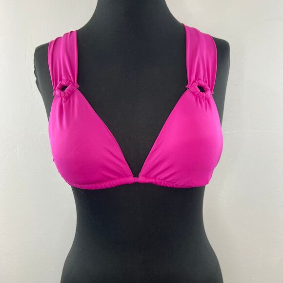 SOLUNA Pink Swim Top Bra Nylon Stretch Classic Adjustable Wide Strap Sz Large L - Picture 2 of 6